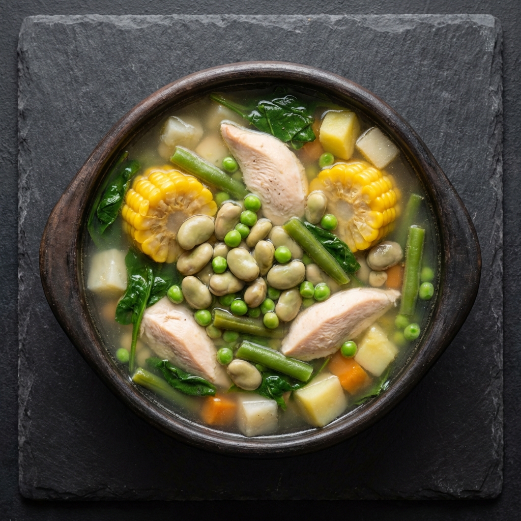 Cocido boyacense ligero con mas tuberculos andinos y menos papa