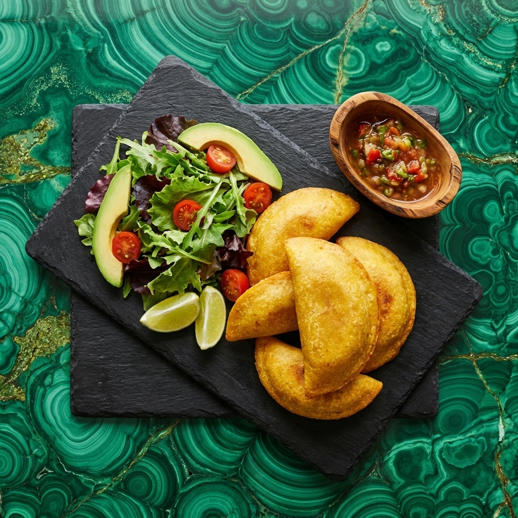 Empanadas colombianas horneadas con ensalada como version mas saludable