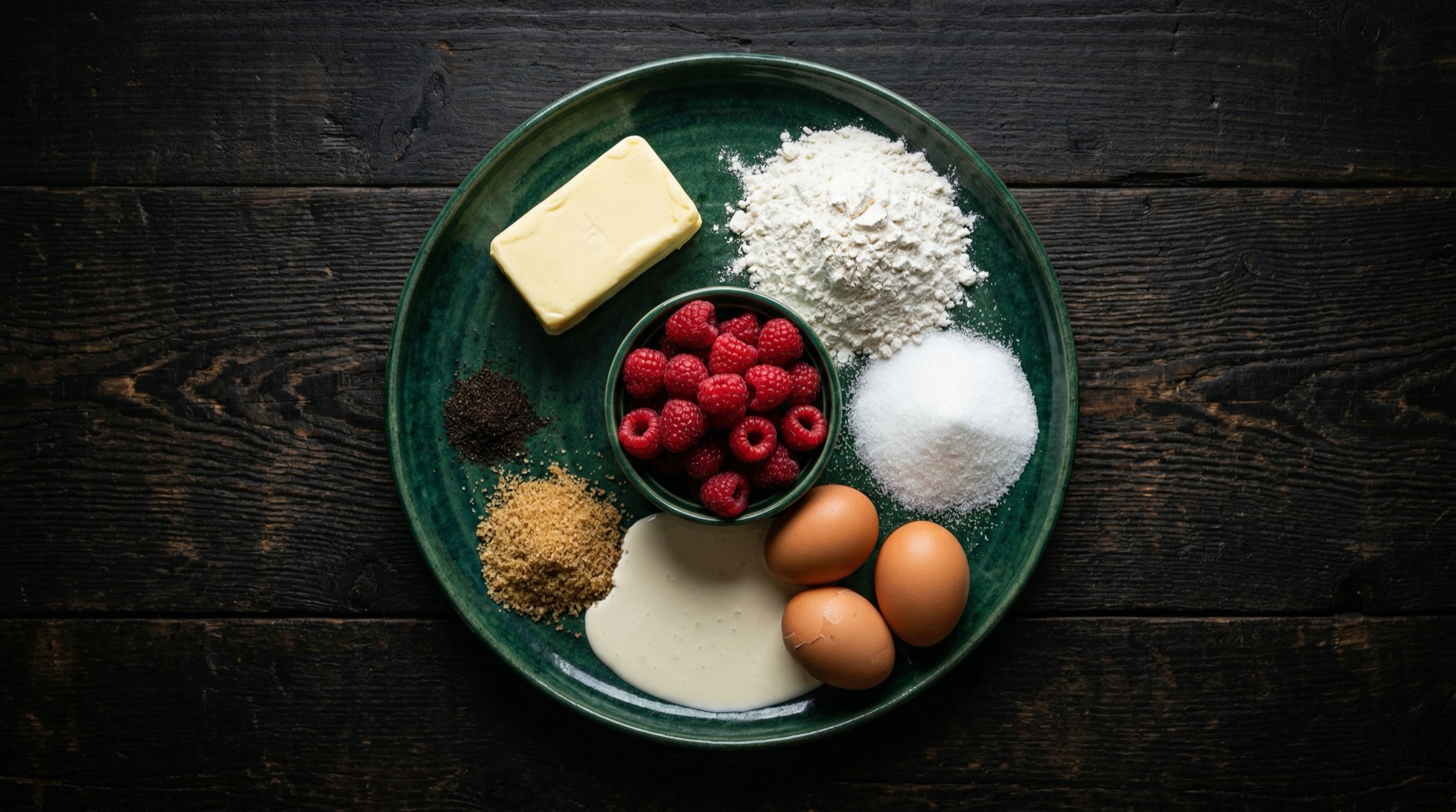 Ingredientes para kuchen: harina, mantequilla, azucar, huevo, murta y streusel