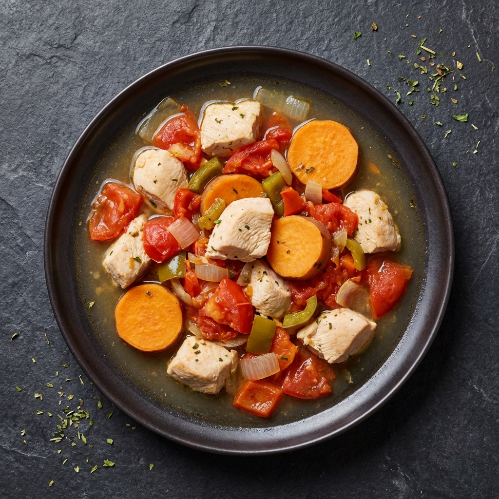 Version saludable del sudado de pollo con mas verduras y pechuga sin piel