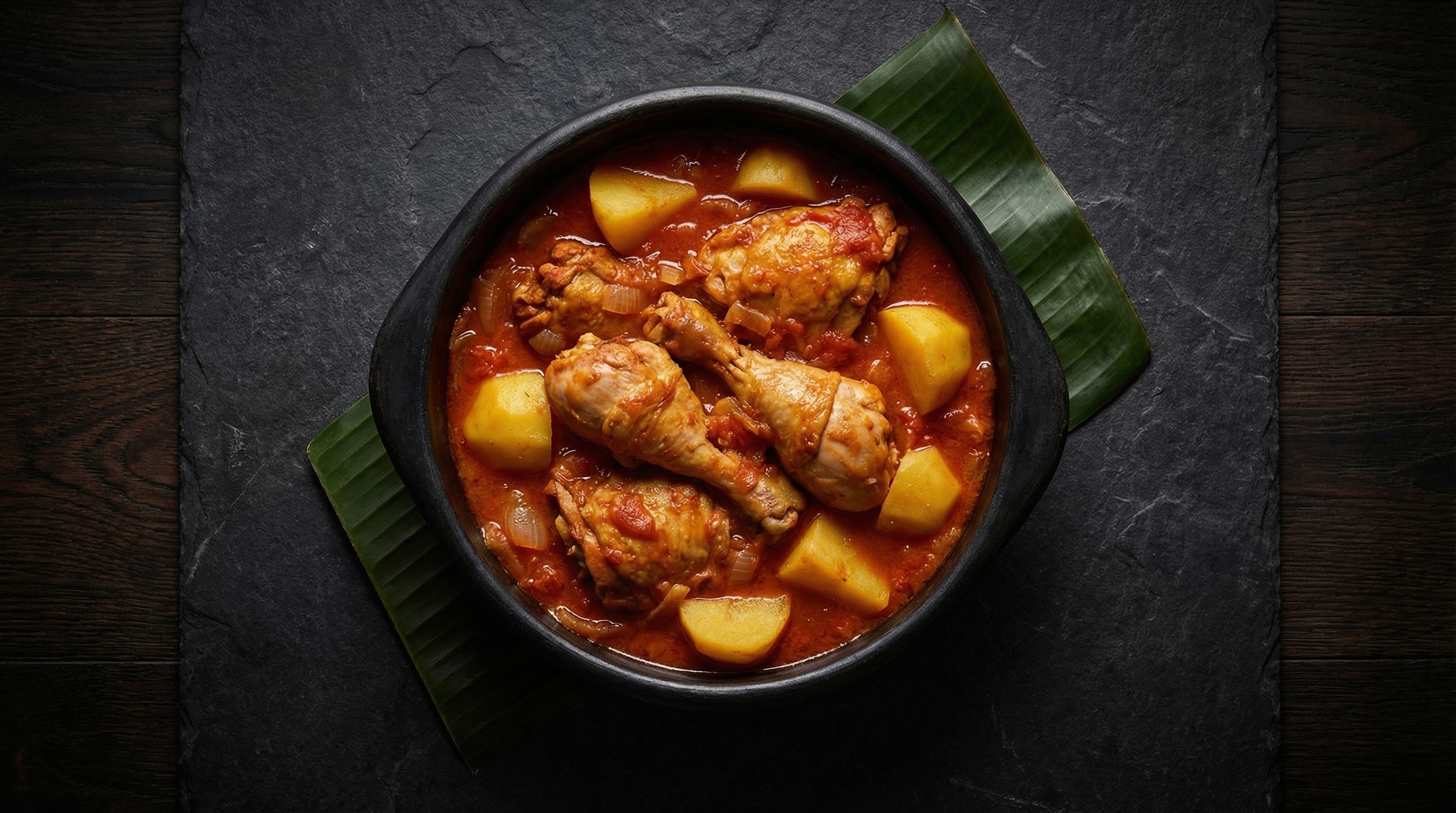 Sudado de pollo colombiano con papa, tomate y hogao servido con arroz